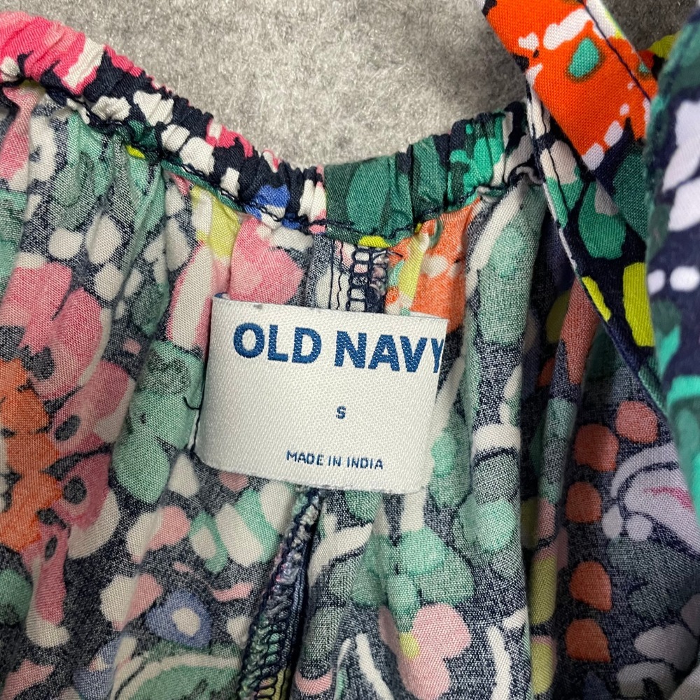 Old Navy Womens Small Floral Paisley Maxi Dress V-Neck Smocked Waist Cutout Back - Picture 7 of 15